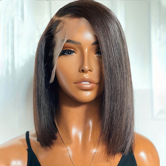 13X4 Straight Bone Bob Wig Lace Front Human Hair HD Transparent Lace Frontal Wig Glueless