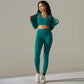 2pc Long Sleeve Crop Top+High Waist Quick Dry Breathable Set