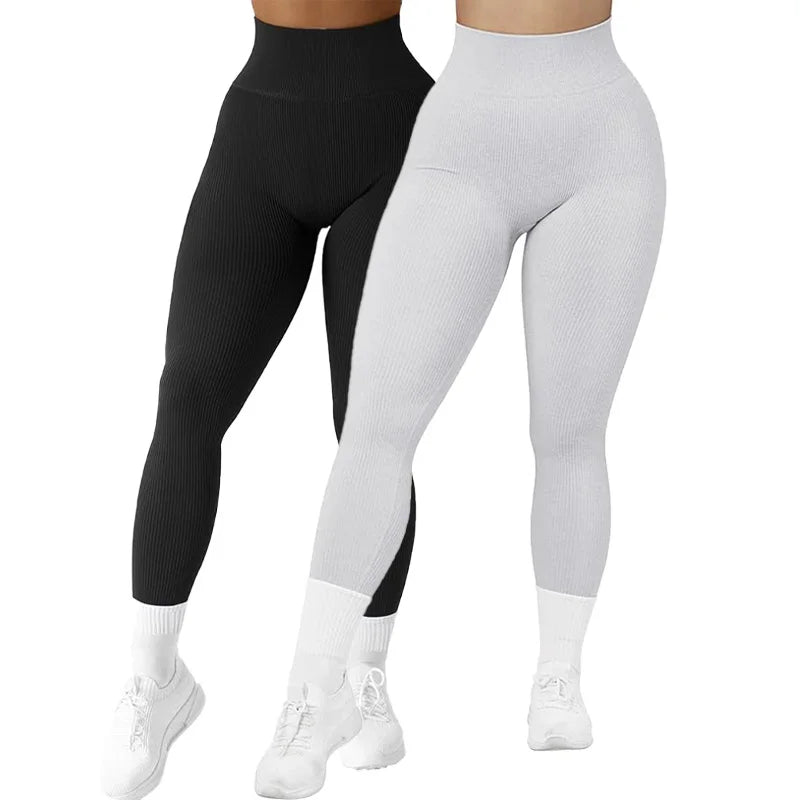 Seamless Ribbed High Waisted Yoga Pants